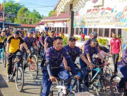 Soliditas TNI-POLRI, Prajurit Jaguar Khatulistiwa Yonmarhanlan XII Ikuti Fun Bike Hari Bhayangkara